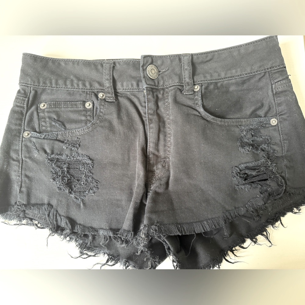 American Eagle Black Boho Jean Shorts